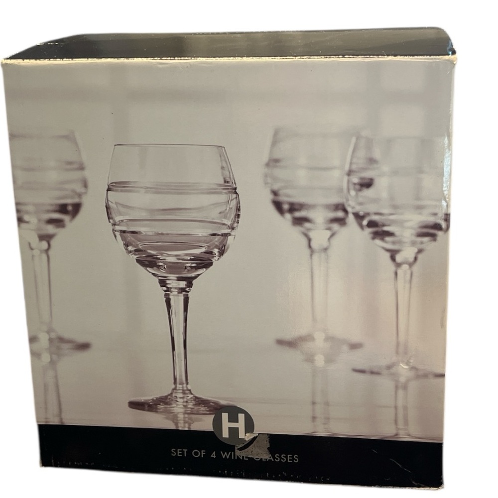 Hotel Collection Crystal Balloon Wine Glasses NIB 4pc Rare